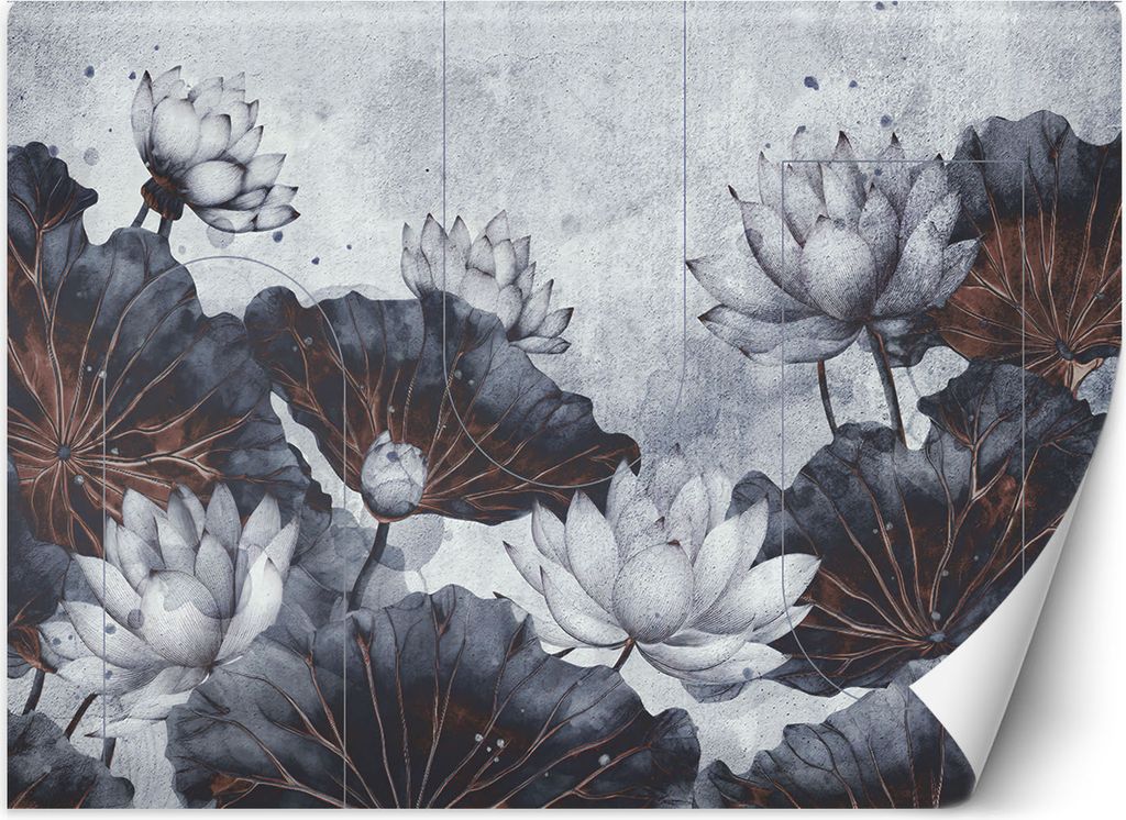 Vlies fototapete Blumen abstrakt konkret 300x210 cm Feeby Grau inkl. Kleber einfache Montage
