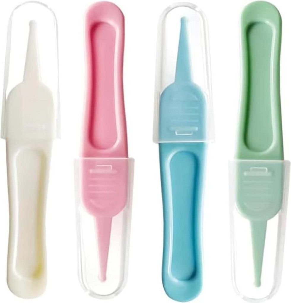 4 Stück Baby Nasenpinzette Set – Weiß, Rosa, Hellblau, Markorngrün, Ideale Nasenreinigung für Babys und Kinder