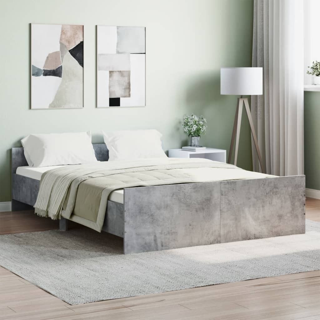Cloris Designermöbel Bettgestell mit Kopf- und Fußteil Betongrau 140x190 cm 2024 Neu