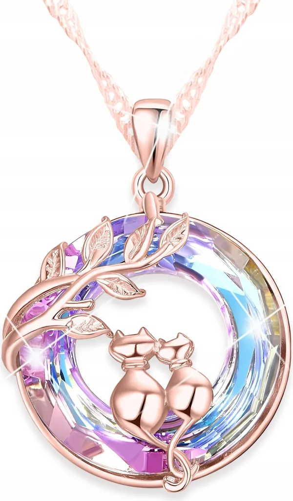 Collana Gatto Argento 925 Oro e Cristalli - Gioiello Minimal Gatti
