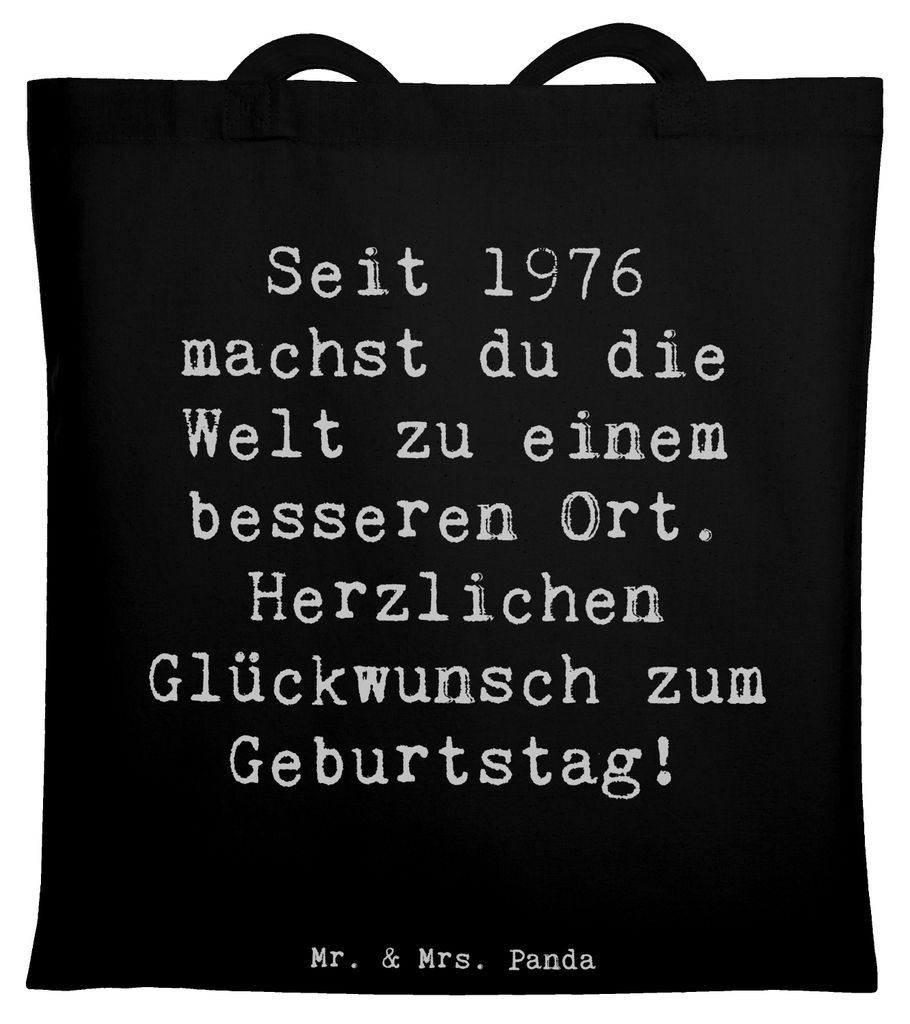 Mr. & Mrs. Panda Tote Bag Spruch 1976 Geburtstag - Schwarz - Geschenk, liebe worte, Tasche, zuneigung, Schultasche, Herzlichen Glückwunsch zum, Al...
