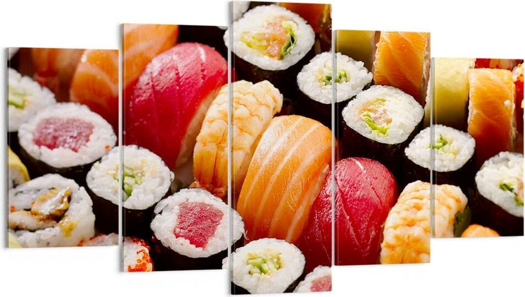Bild auf Leinwand - Leinwandbild - Japan Asien Sushi Fisch - 160x85cm - Wand Bild - Wanddeko - Leinwanddruck - Bilder - Kunstdruck - Wanddekoration...