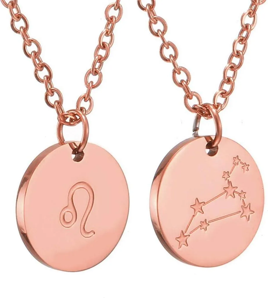 Chaîne du zodiaque Lion en or 18 carats pour femme et fille collier