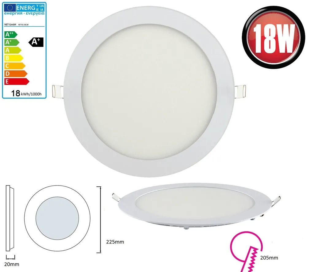 Set 2 Pannelli LED 18W da Incasso - Faretto 4200K 1360 Lumen per Cartongesso - 2