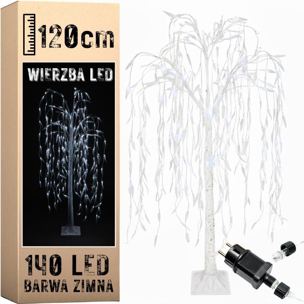 Drzewko świąteczne 140 LED - świecąca wierzba 120 cm zimna Zdjęcie produktu 