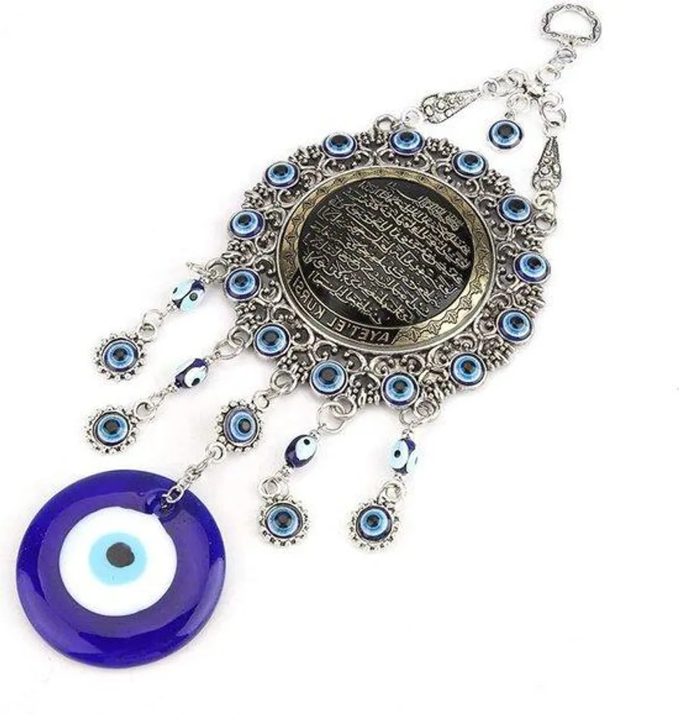 Amulette œil bleu en verre artisanal pour protection maison et bureau