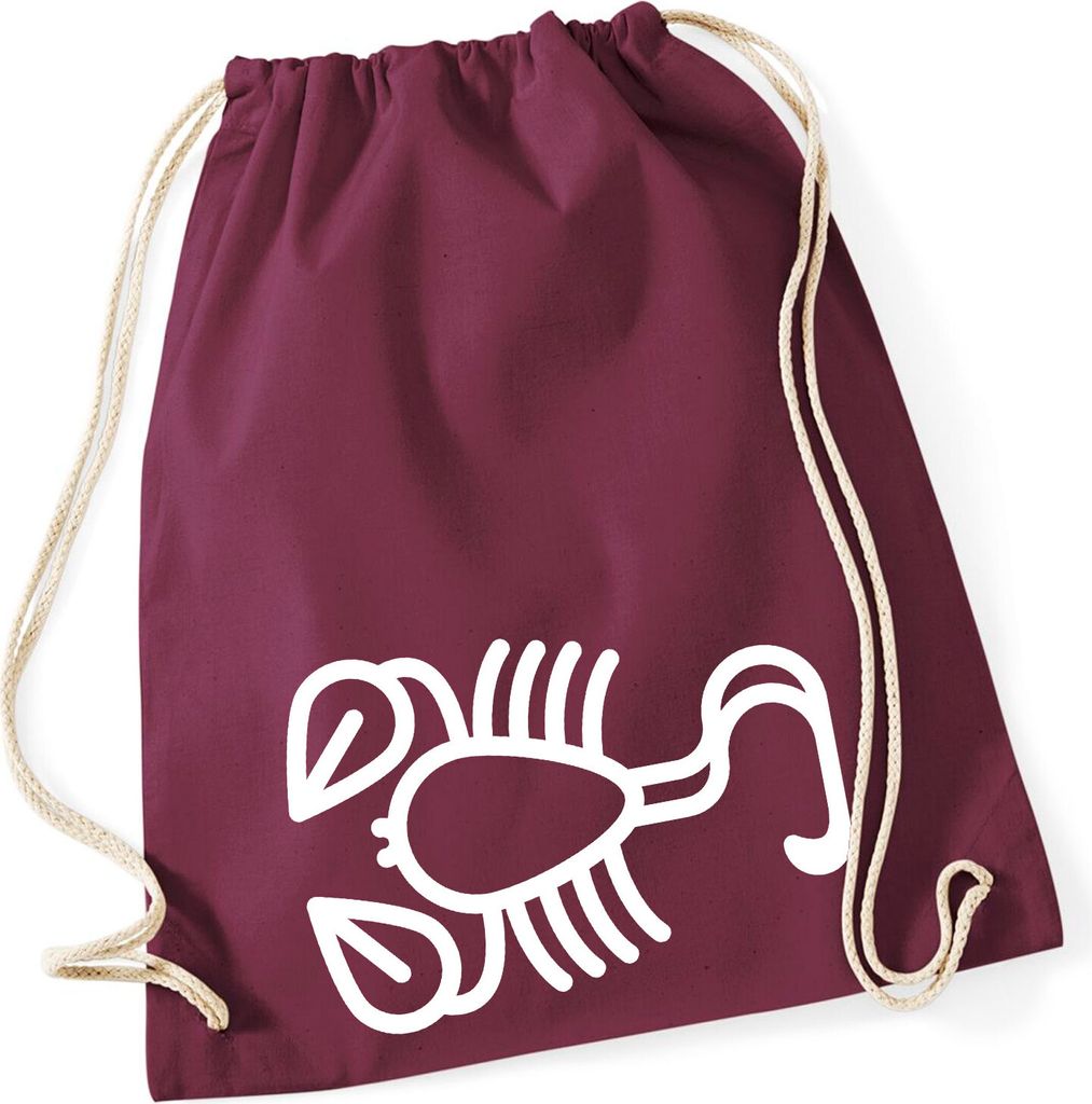 Huuraa Turnbeutel Skorpion Sternzeichen Symbol 12 Liter Burgundy Baumwolle Rucksack Geschenkidee