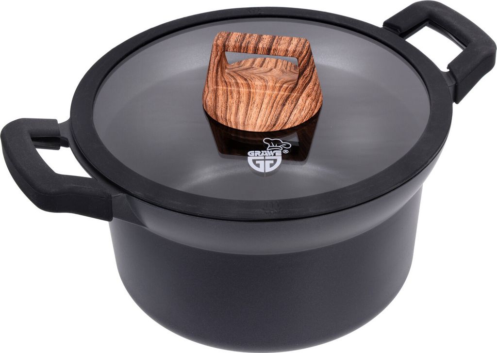 GRÄWE Kochtopf 24 cm mit Glasdeckel, Serie Alu-Line