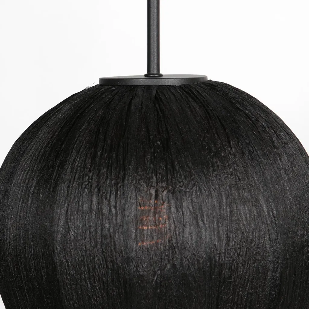 Suspension Design Scandinave Noir et Lin HaloSwap Ø 25cm E27 Mexlite RT