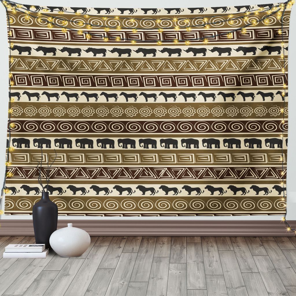 ABAKUHAUS Geometrisch Wandteppich, Wildes afrikanisches Tier, Wohnzimmer Schlafzimmer Heim Seidiges Satin Wandteppich, 200 x 150 cm, Schwarz und Braun