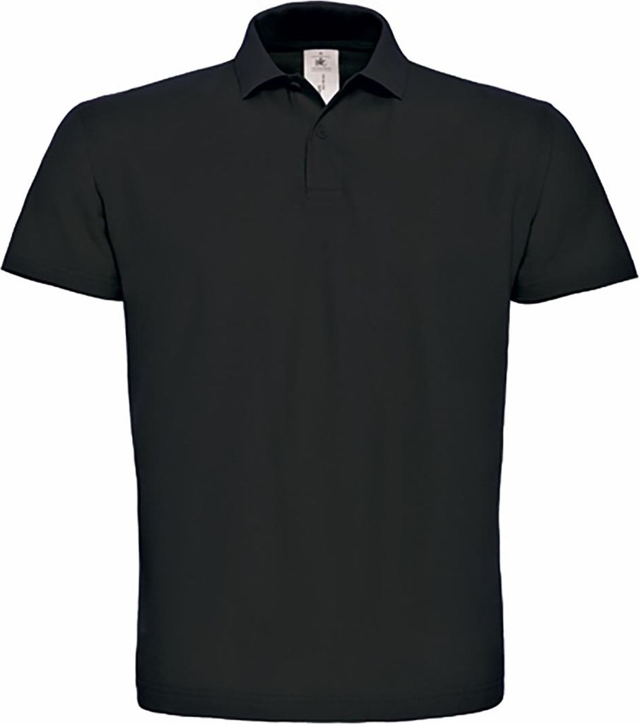 B&C Herren Polo Shirt Piqué Kurzarm Basic T-Shirt Baumwolle Shirt Top, Größe:2XL, Farbe:Schwarz