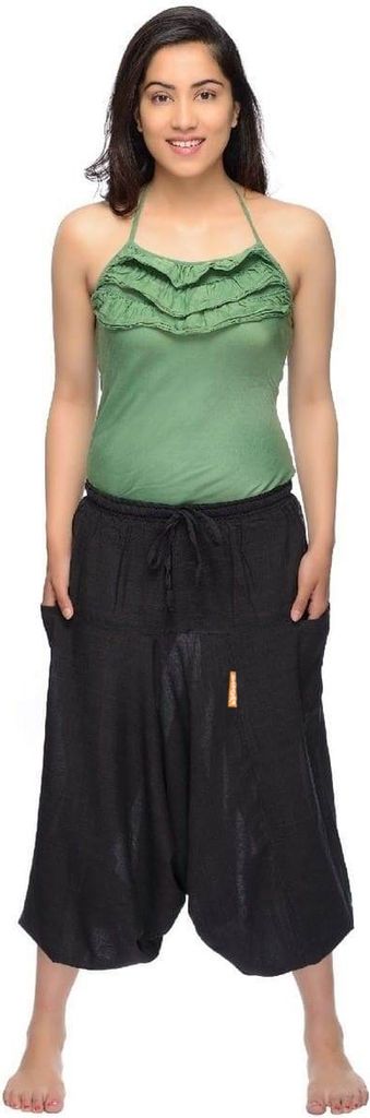 Haremshose Pumphose Aladinhose Pluderhose Yoga Goa Sarouel Baggy Freizeithose Singharaja Damen, schwarz