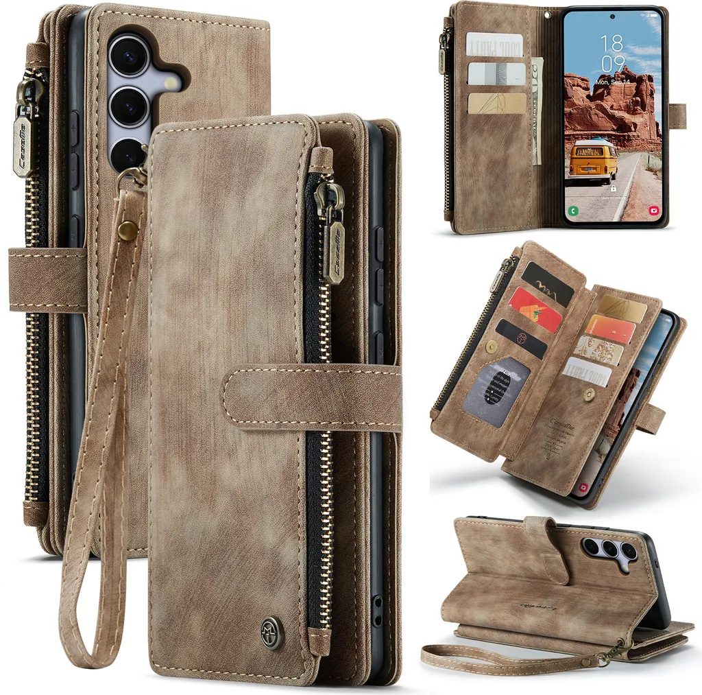 Custodia Samsung Galaxy S25 FE Pelle Marrone - Wallet Case Portafoglio