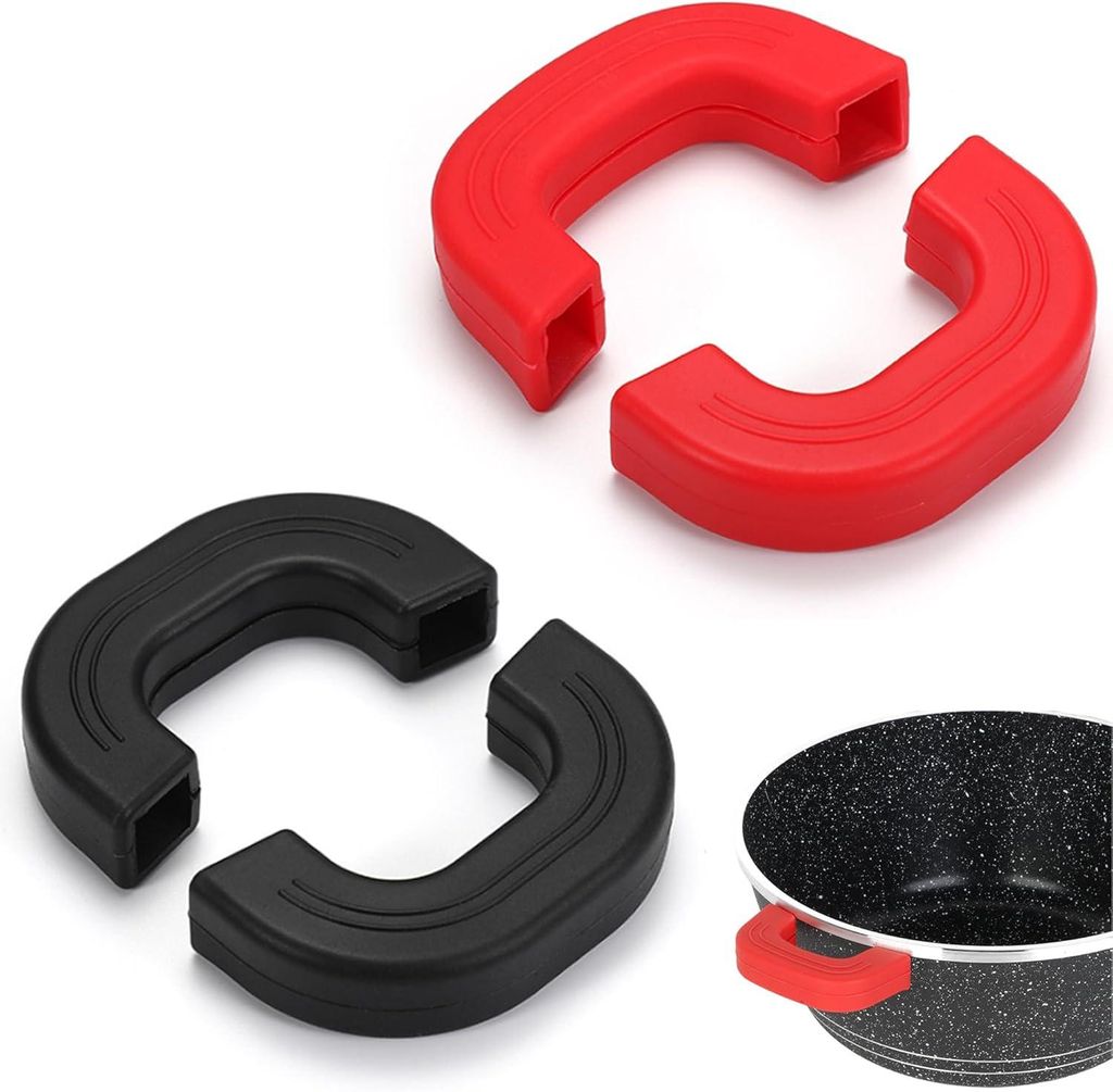 Paar Küchenfingerschützer, Kochhandschuhe, Topfgriff-Schutz, hitzebeständige Silikon-Fingerschützer für Pfannen, Herdplatten, Öfen, Woks (Rot...
