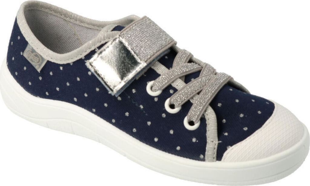 BEFADO Mädchen Sneakers Klettverschluss Punkten Silber Blau 31