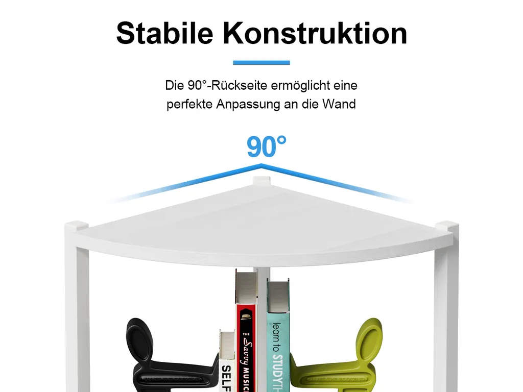 Étagère de Rangement d'Angle 140cm Blanche - Meuble Bibliothèque Lumineux - 10