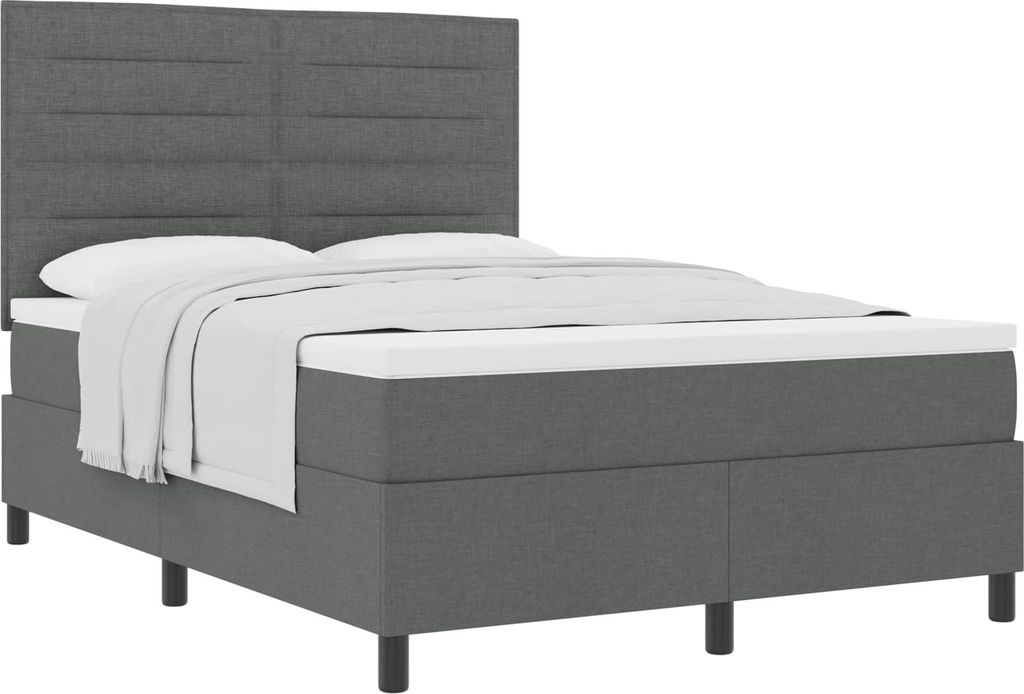 Boxspringbett mit Matratze Dunkelgrau 140 x 200 cm Stoff
