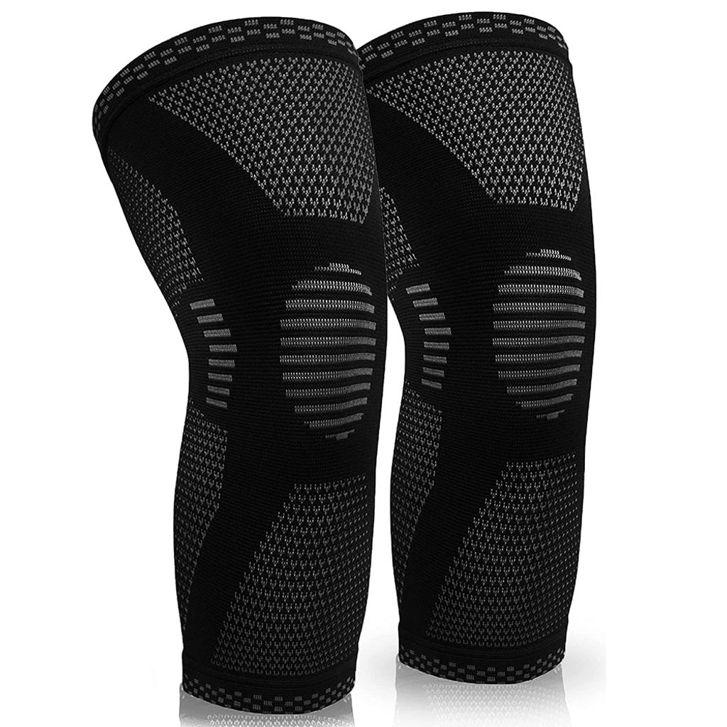 2 Stück Kniestütze Sport Kniebandage Knee Support Knieschutz Fitness Knieschoner Schwarz L
