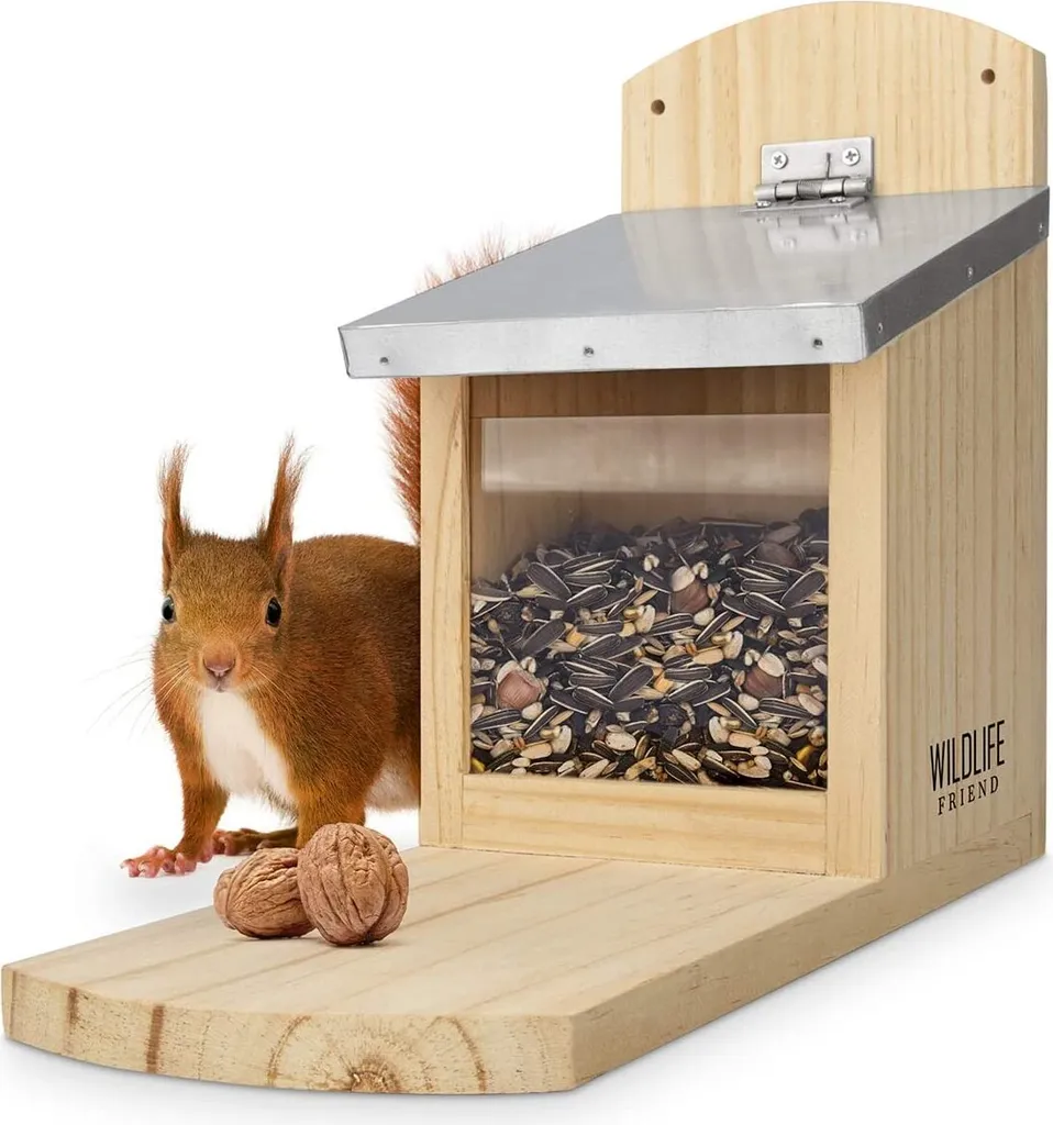 Station d'alimentation Écureuils Résistante avec Toit Protecteur 25cm - 8
