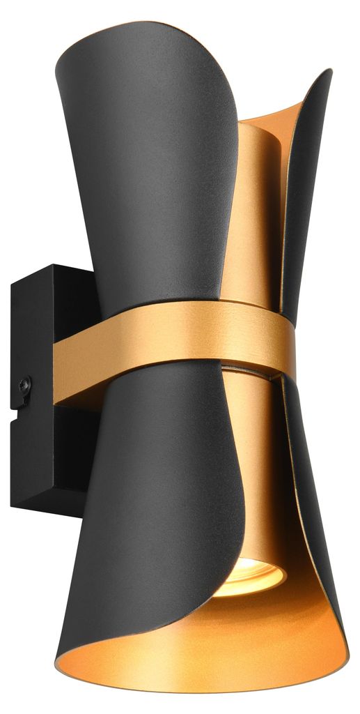 Trio Leuchten LED wandlamp Coat, GU10, zwart, goud, metaal Productafbeelding 