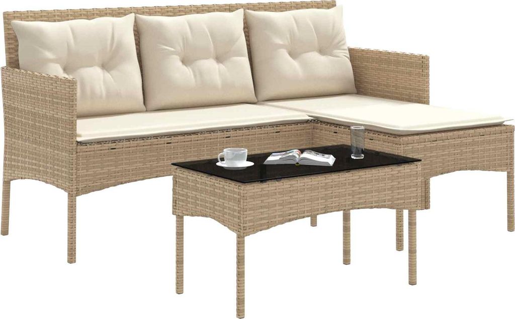 Gartensofa-set mit Kissen 2 pcs Poly-Rattan