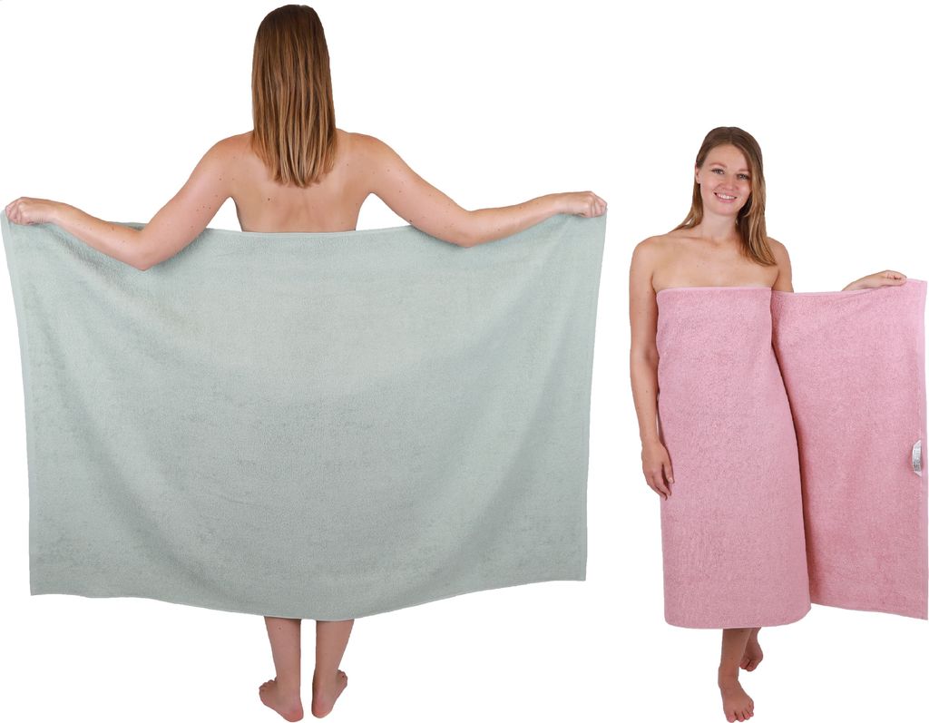 Betz 2 Stück XXL Duschtücher 100 x 150 cm BERLIN Badetücher 100% Baumwolle Farbe – jade-lotus