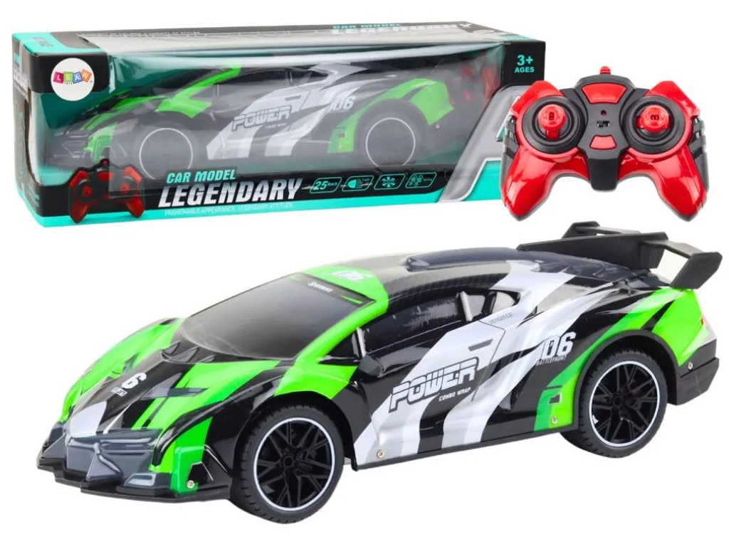 Voiture de sport RC 1:10 télécommandée verte idéale pour course de nuit