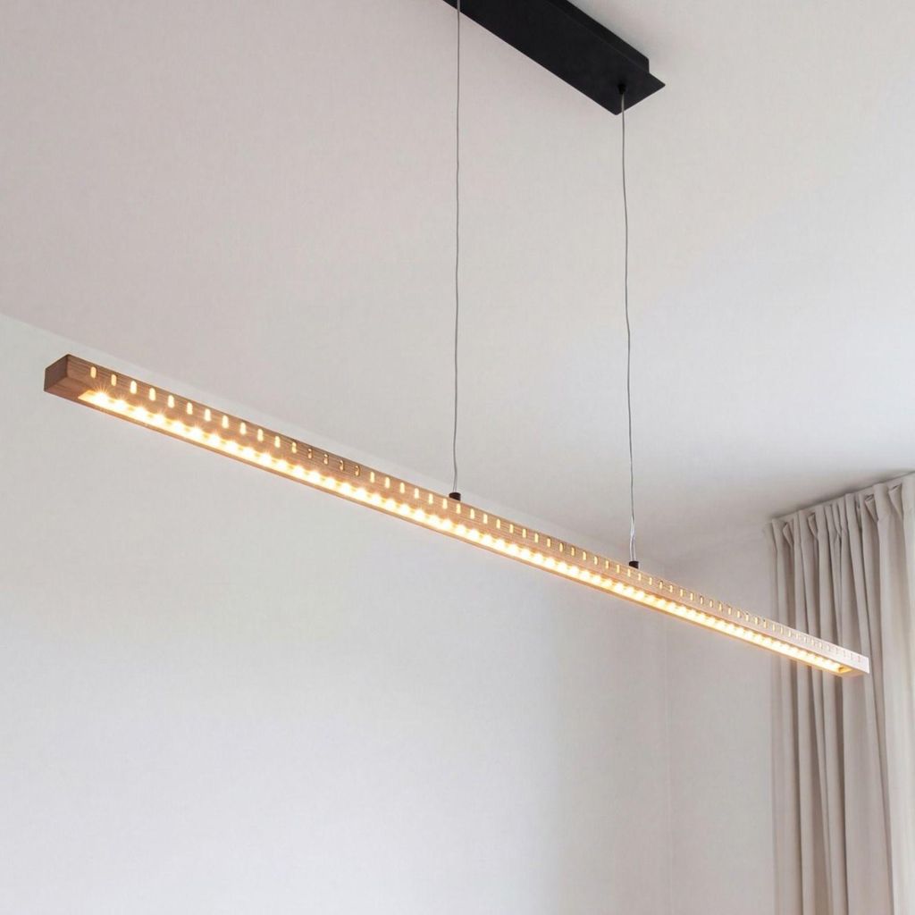 LED Hängeleuchte Holz 120 cm lang H: max. 120 cm höhenverstellbar 3000 K 3280 lm Hängelampe Esszimmer Wohnzimmer