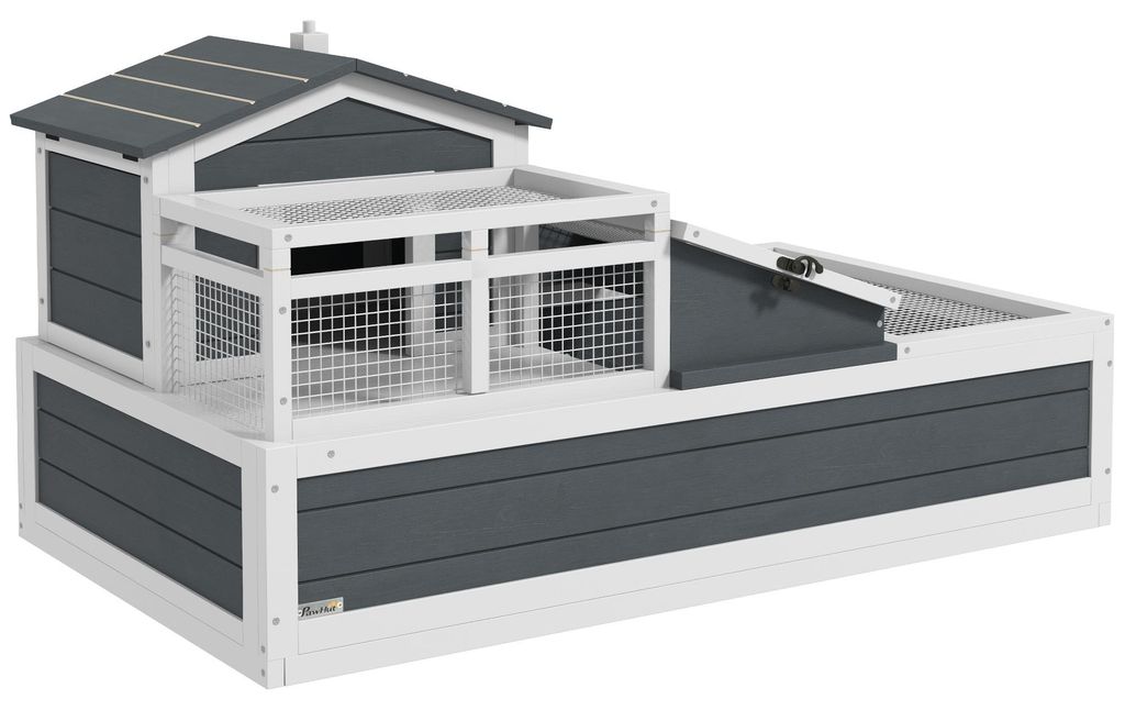 PawHut schildpadhuis van hout, schildpadren met 2 niveaus, Productafbeelding 