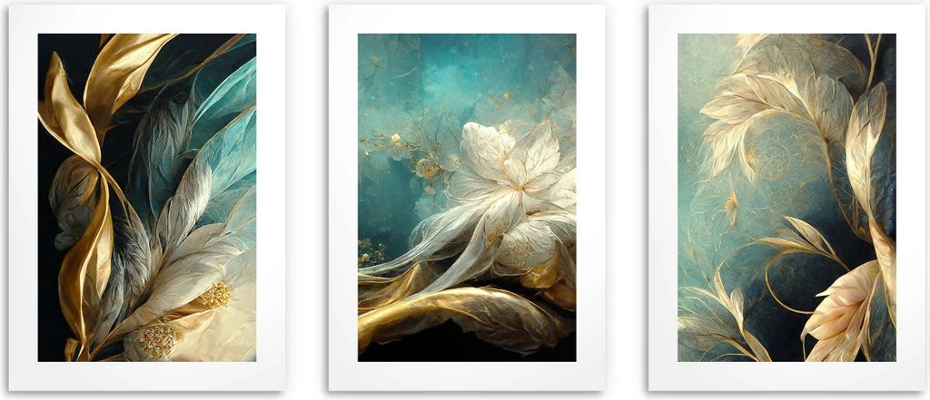 Plakát na zeď peří 3 kusy plakátů 30x40 cm - ekologická Obrázek produktu 