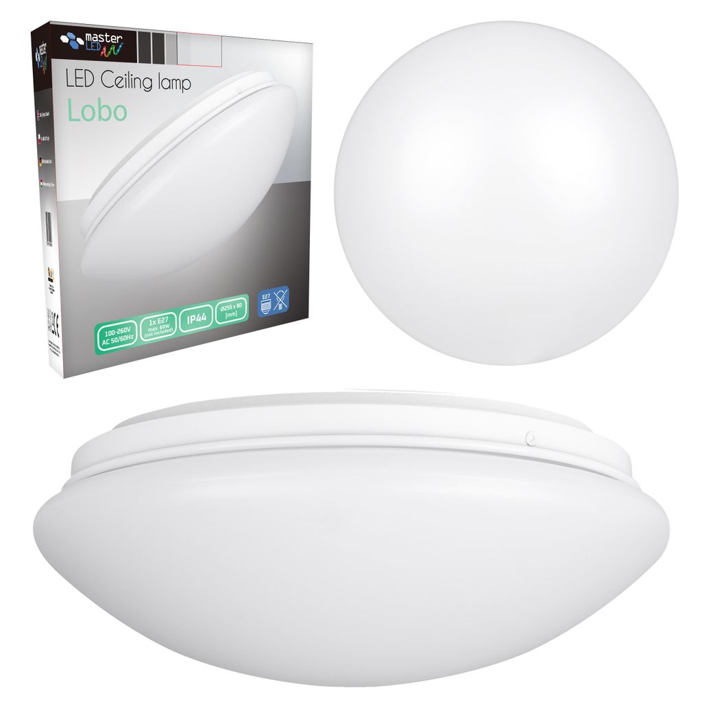 MasterLED Deckenleuchte E27 IP44 26 cm rund weiß für Bad, Produktbild 