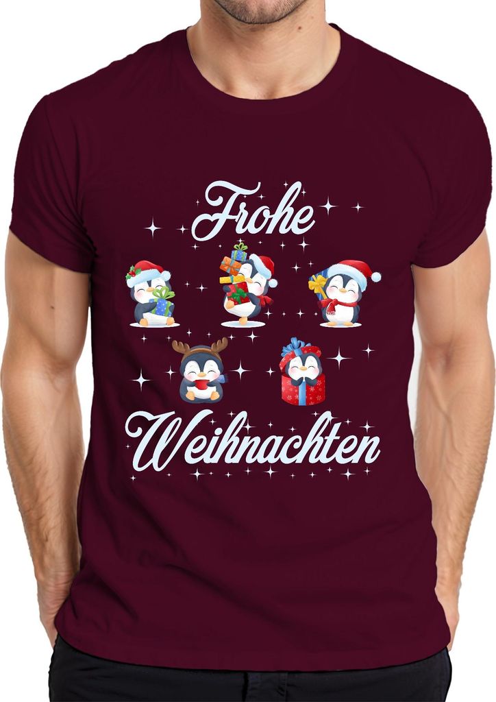 Frohe Weihnachten Pinguine Geschenke - Weihnachten Weihnachtsgeschenk Christmas Herren T-Shirt, Burgundy, 3XL