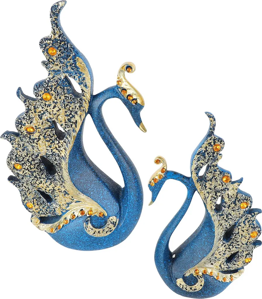 Cygnes décoratifs bleus - Cadeau de mariage idéal et déco de salon chic