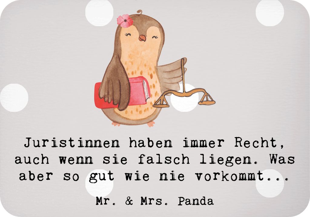 Mr. & Mrs. Panda magnet Juristin Recht - Grau Pastell - Geschenk, zettelhalter, Juristinnen, Beruf, whiteboardmagnet, Pinnwandmagnet, kreative Gesc...