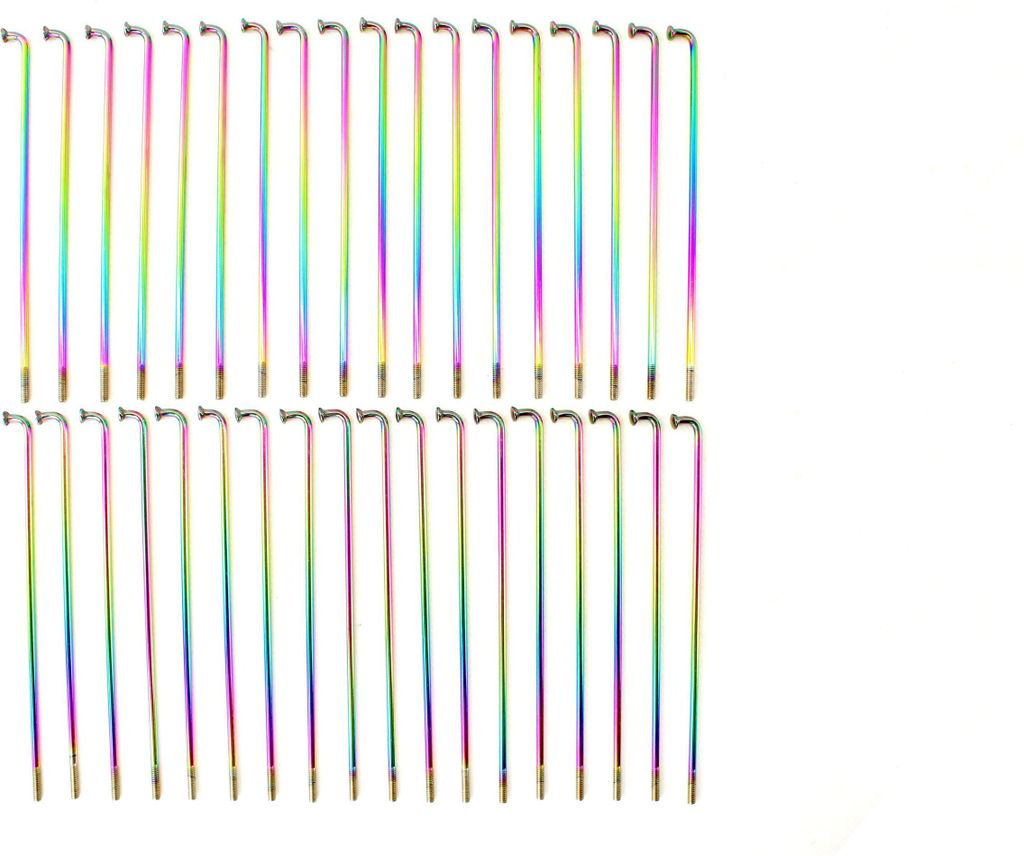 Speichensatz, Speichen - Rainbow - 36 Stück M3,5 x 143,5mm Edelstahl mit Titan Beschichtung, Farbe Regenbogen für alle Simson Modelle