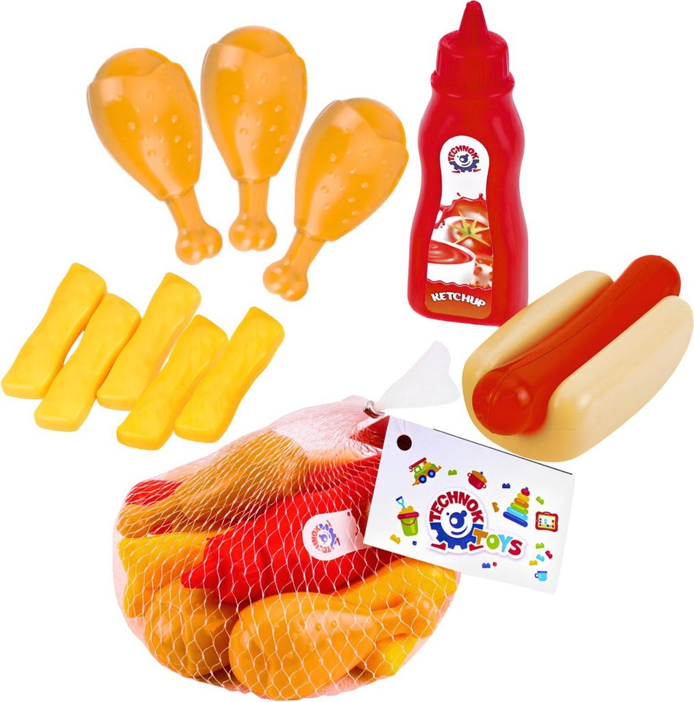 Lebensmittelset Hot Dog Ketchup Pommes Hähnchen Kunststoff 8768
