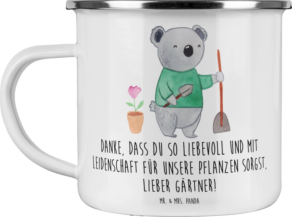 Mr. & Mrs. Panda Pott Lieber Gärtner - Weiß - Geschenk, Outdoor Tasse, Teetasse, Haferl, Aufmerksamkeit, Liebe zur Natur, Betreuung, Gartenfreude...