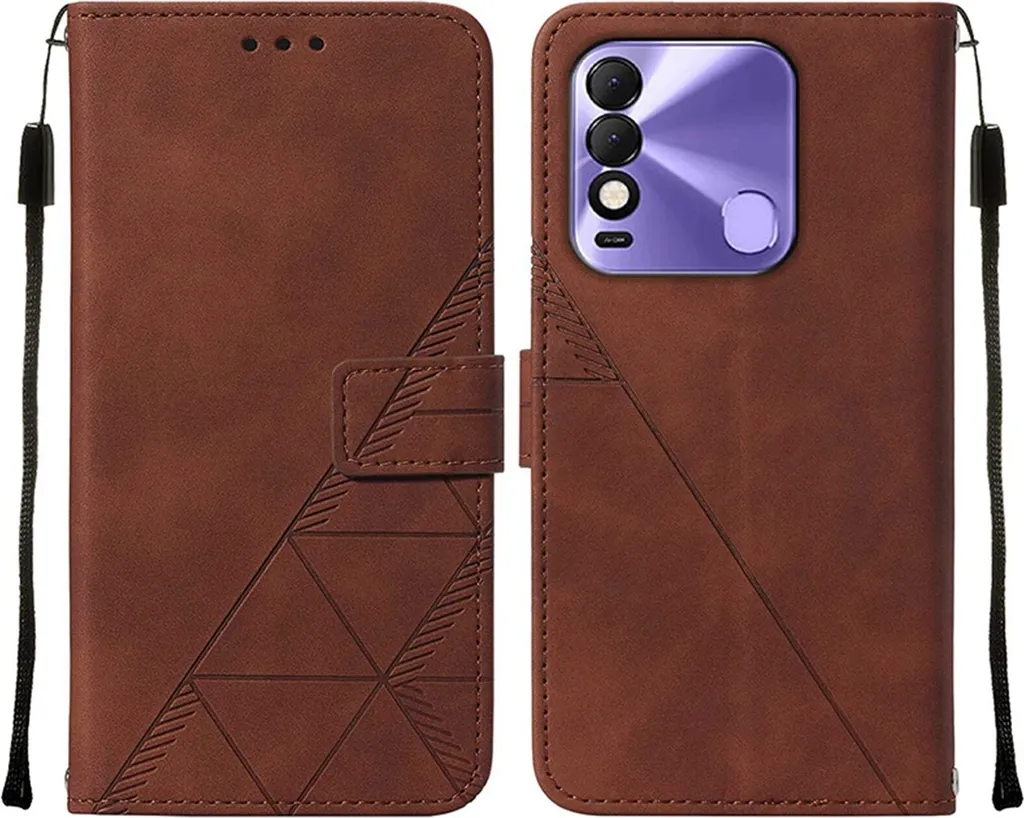 Cover Tecno Spark 8 KG6 Flip Wallet Marrone - Protezione 360 Gradi