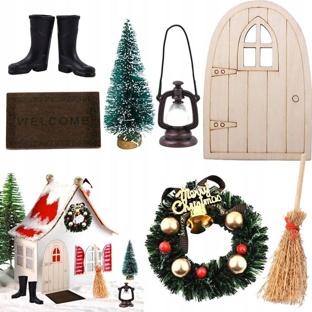 Set mit Miniatur-Weihnachtszubehör Dekorationen