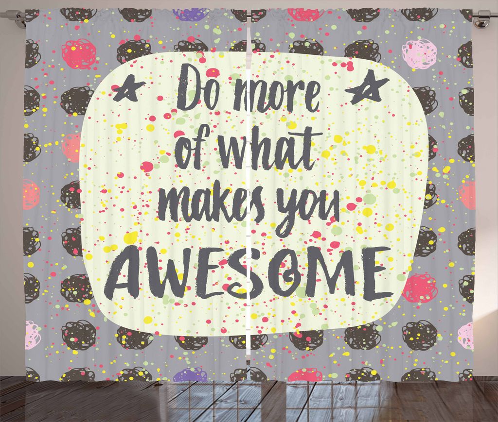 ABAKUHAUS inspirativ Rustikaler Vorhang, Hand Schriftzug-Zeichen, Wohnzimmer Universalband Gardinen mit Schlaufen und Haken, 280 x 175 cm, Mehrfarbig