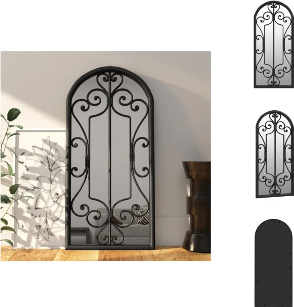 Miroir Mural Noir 100x45cm Structure Fer - Miroir Moderne Intérieur