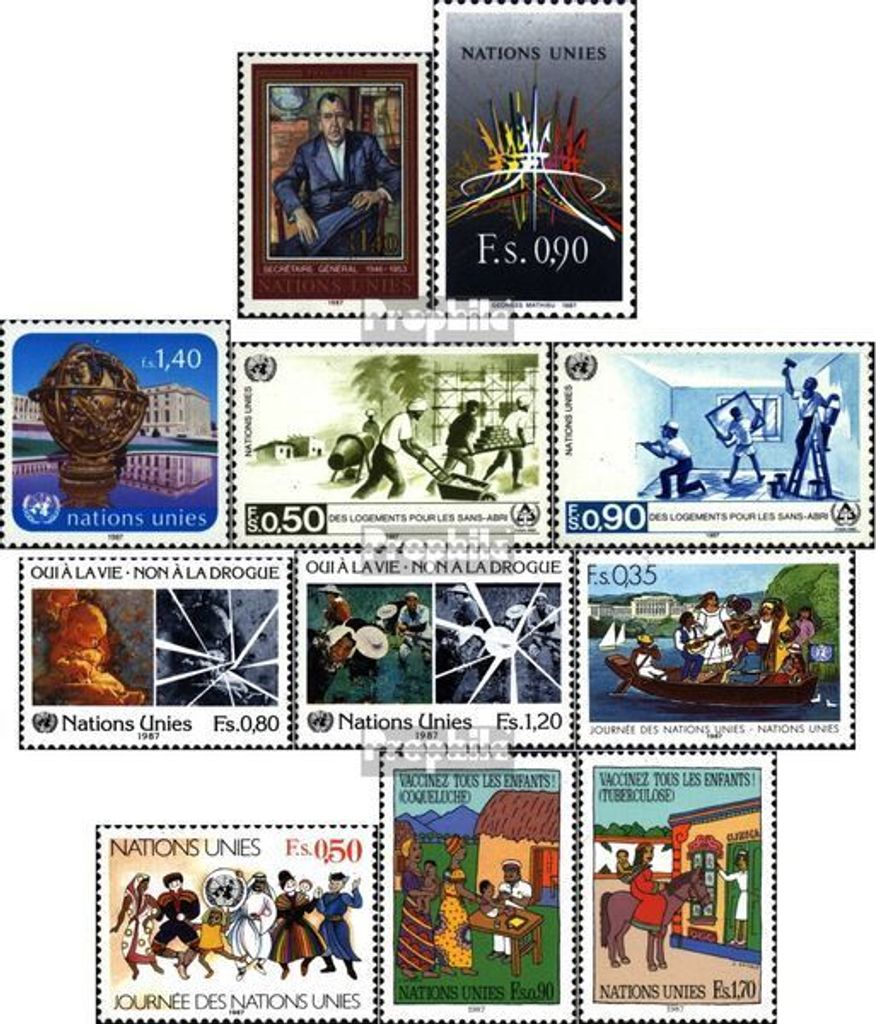 Briefmarken UNO - Genf 1987 Mi 151-161 (kompl.Ausg.) Jahrgang 1987 komplett postfrisch Trygve Lie