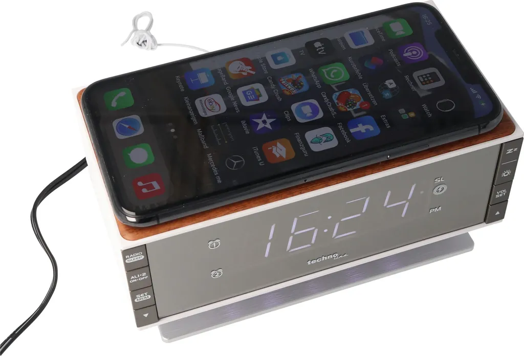 Radio-Réveil Digital Technoline WT487 et Chargeur Smartphone par Induction