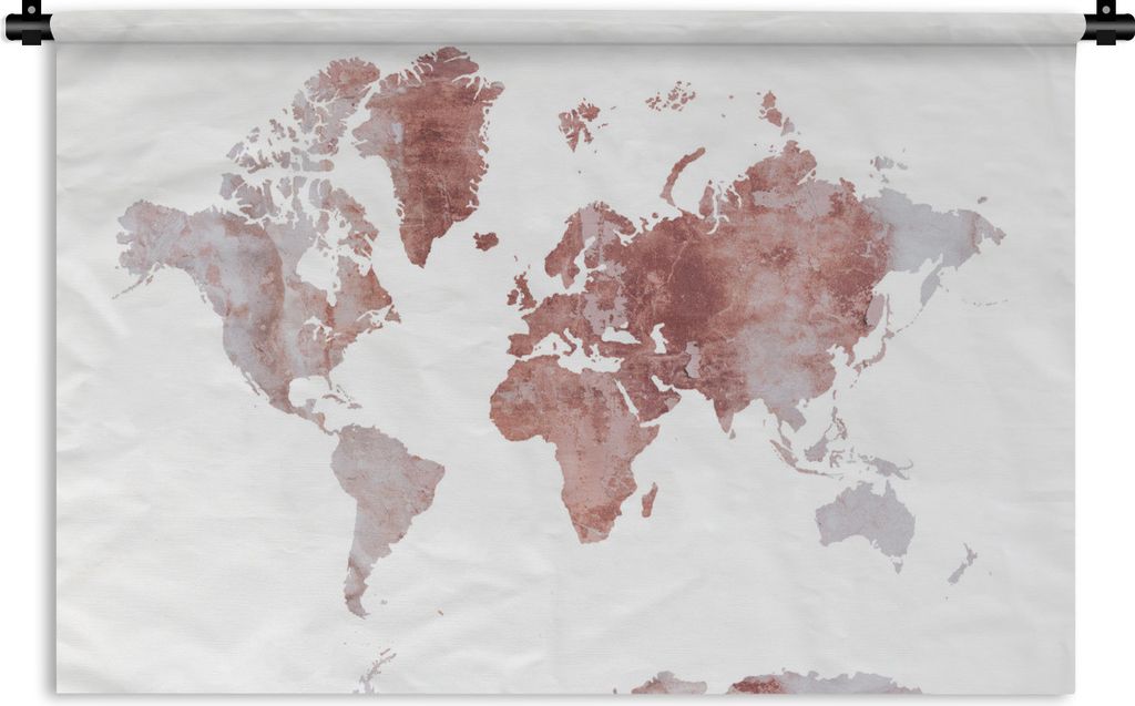 MuchoWow Wandteppich Wandbehang Weltkarte - Marmor - Rot 60x40 cm Tapisserie Dekoration Wandtuch - Wanddekorationen