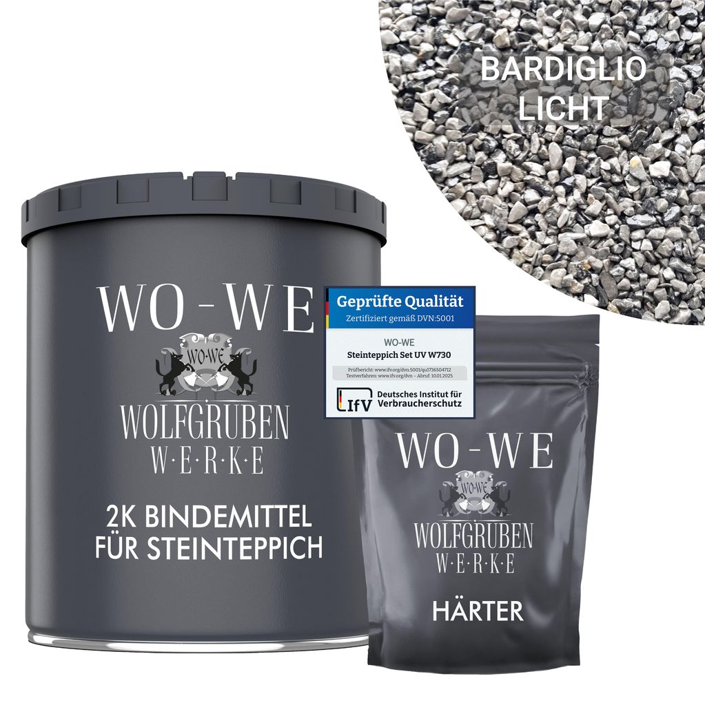 Steinteppich Set Außen 2m² UV-Schutz Marmorkies 25kg inkl. Produktbild 