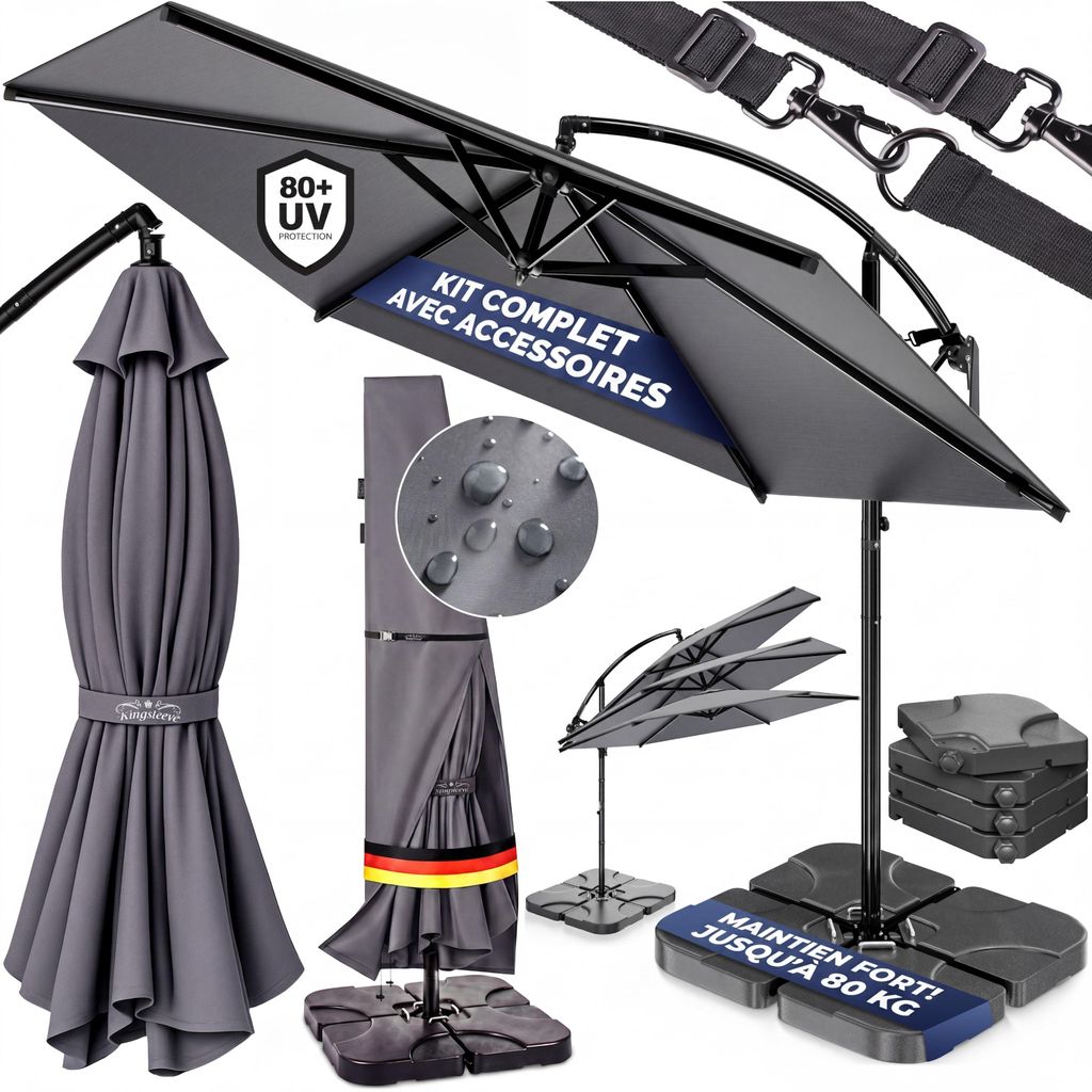 CASARIA® Set complet Parasol de jardin extérieur 350cm Image du produit 