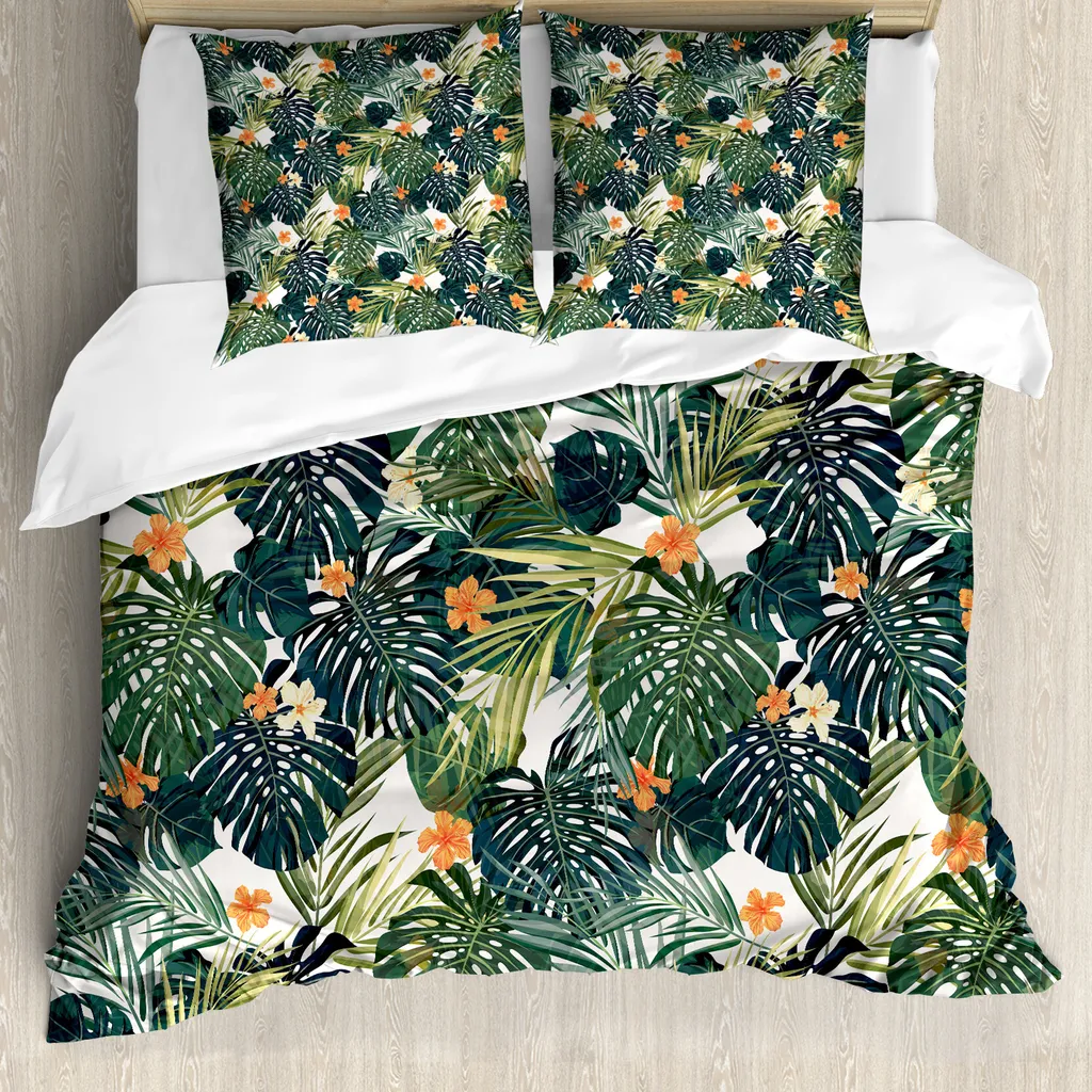 Set Parure Copripiumino 200x200 Foglie Tropicali ABAKUHAUS Design