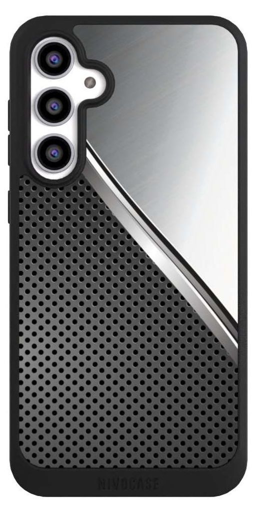 NIVOCASE Handyhülle für Samsung Galaxy S23 FE Hülle NIVOpure Case Schwarz Carbon Metall Stahl