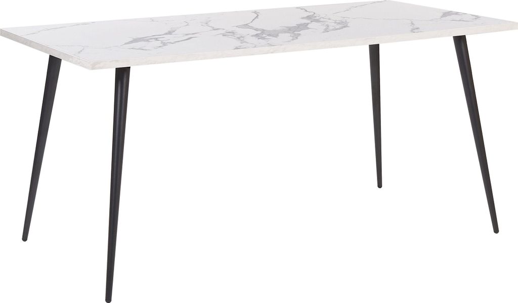 BELIANI Esstisch Weiß / Schwarz aus Spanplatte und Metall in Marmoroptik Wohnzimmer Esszimmer Salon Küche Rechteckig Minimalistisch Modern