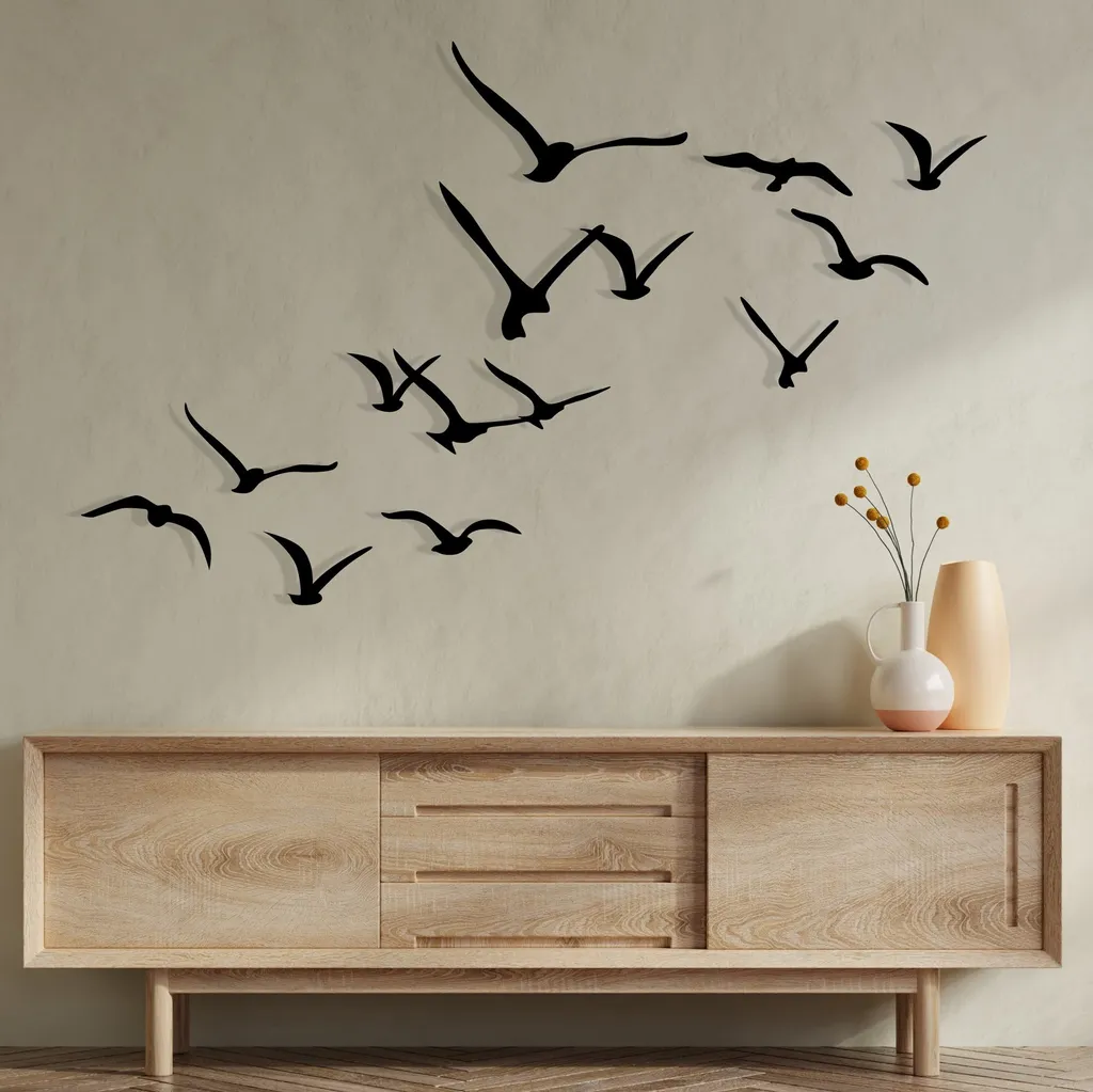 Wallity Migration Décoration Murale en Métal Noir 29 x 18 cm Design